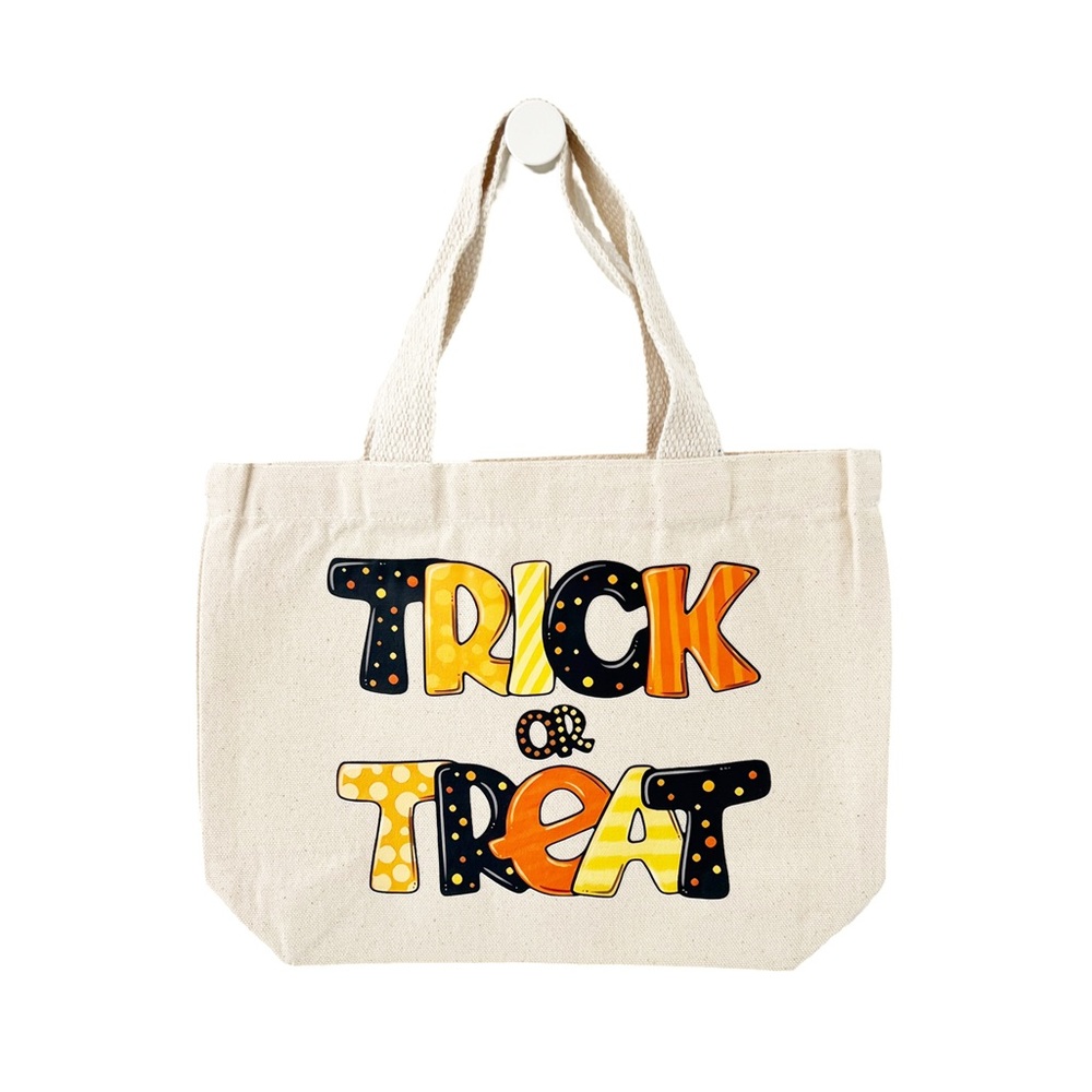 Trick or Treat Canvas Mini Tote Bag | Halloween Candy Bag 8.5x11